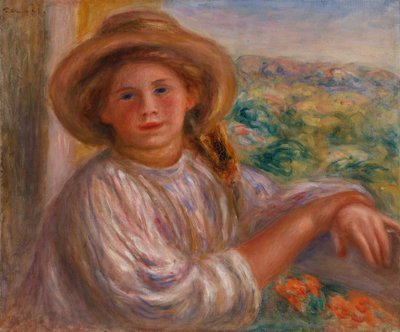 Girl on a Balcony, Cagnes by Pierre Auguste Renoir